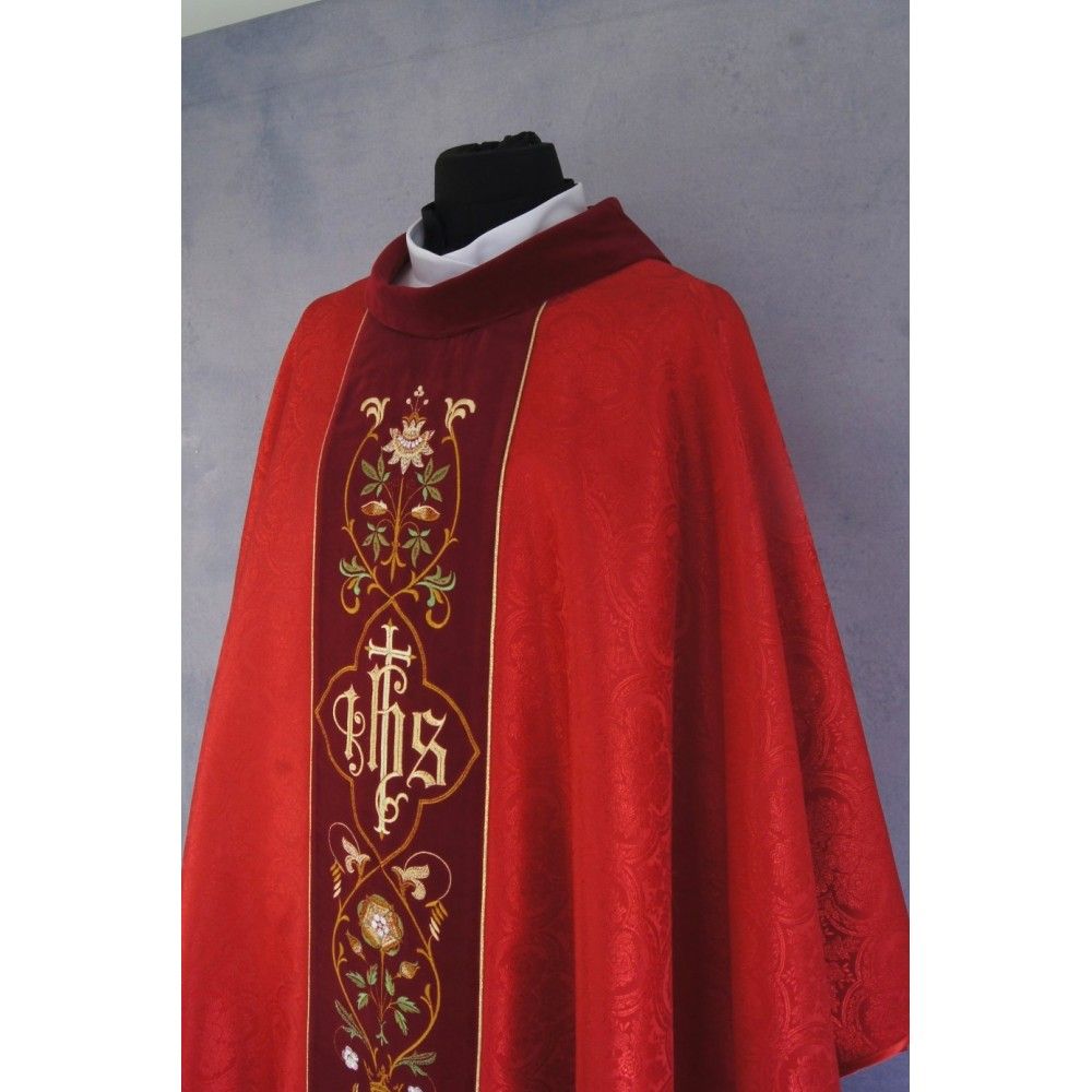 Ornat gotycki czerwony, haftowany pas aksamit (211K) - zdjęcie 2 - Ornat gotycki czerwony, haftowany pas aksamit (211K)