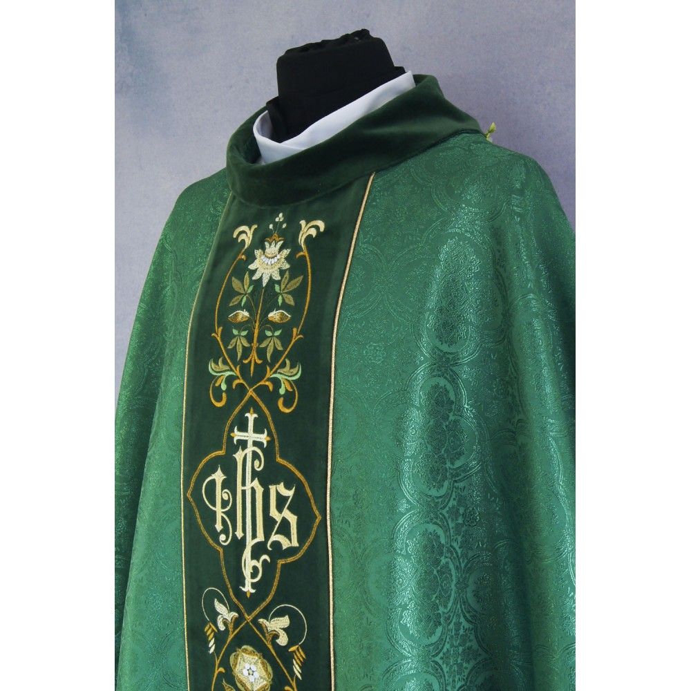 Ornat gotycki zielony, haftowany pas aksamit (212K) - zdjęcie 2 - Ornat gotycki zielony, haftowany pas aksamit (212K)