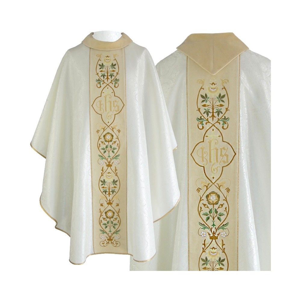 Ornat gotycki ecru, haftowany pas aksamit (213K)