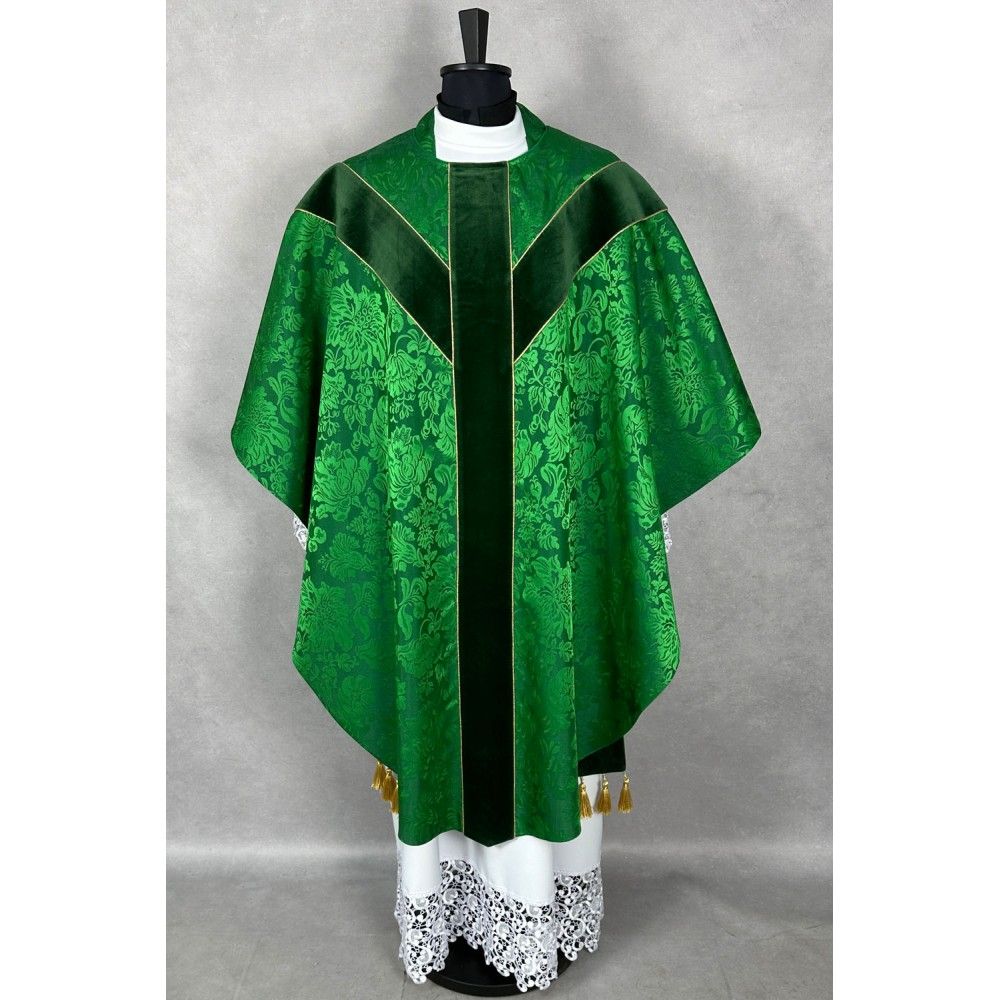 Ornat Semi Gotycki - zielony żakard (57)