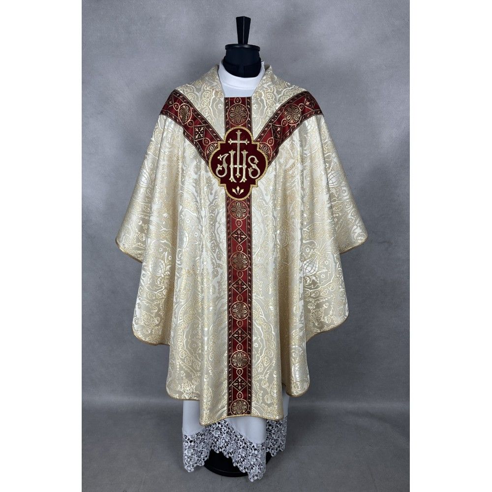 Ornat semi gotycki brokatowa tkanina, tkane pas (49K) - zdjęcie 3 - Ornat semi gotycki brokatowa tkanina, tkane pas (49K)