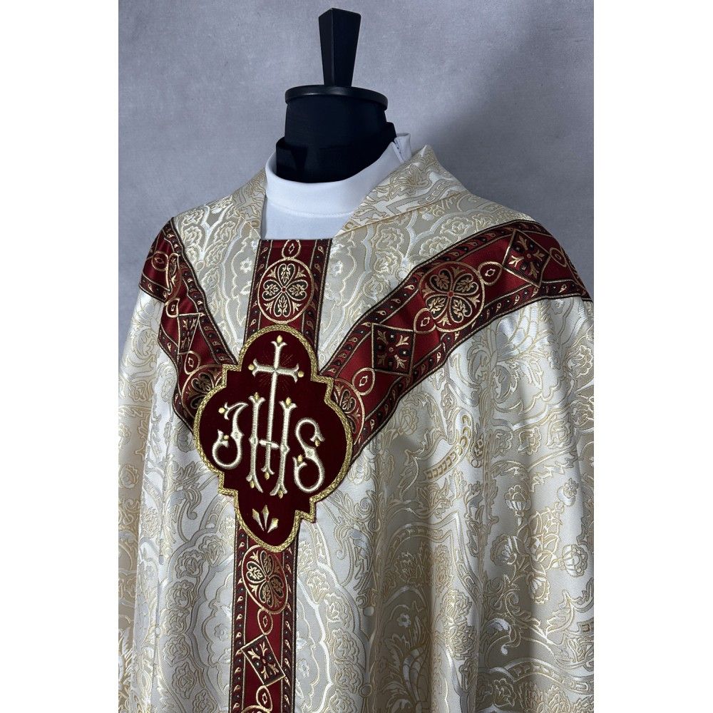 Ornat semi gotycki brokatowa tkanina, tkane pas (49K) - zdjęcie 2 - Ornat semi gotycki brokatowa tkanina, tkane pas (49K)