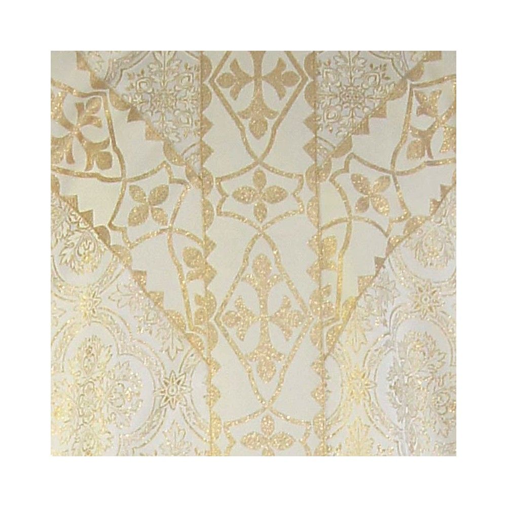 Ornat semi gotycki + stuła, kolor złote wzory, tkane pasy (50K) - zdjęcie 2 - Ornat semi gotycki + stuła, kolor złote wzory, tkane pasy (50K)