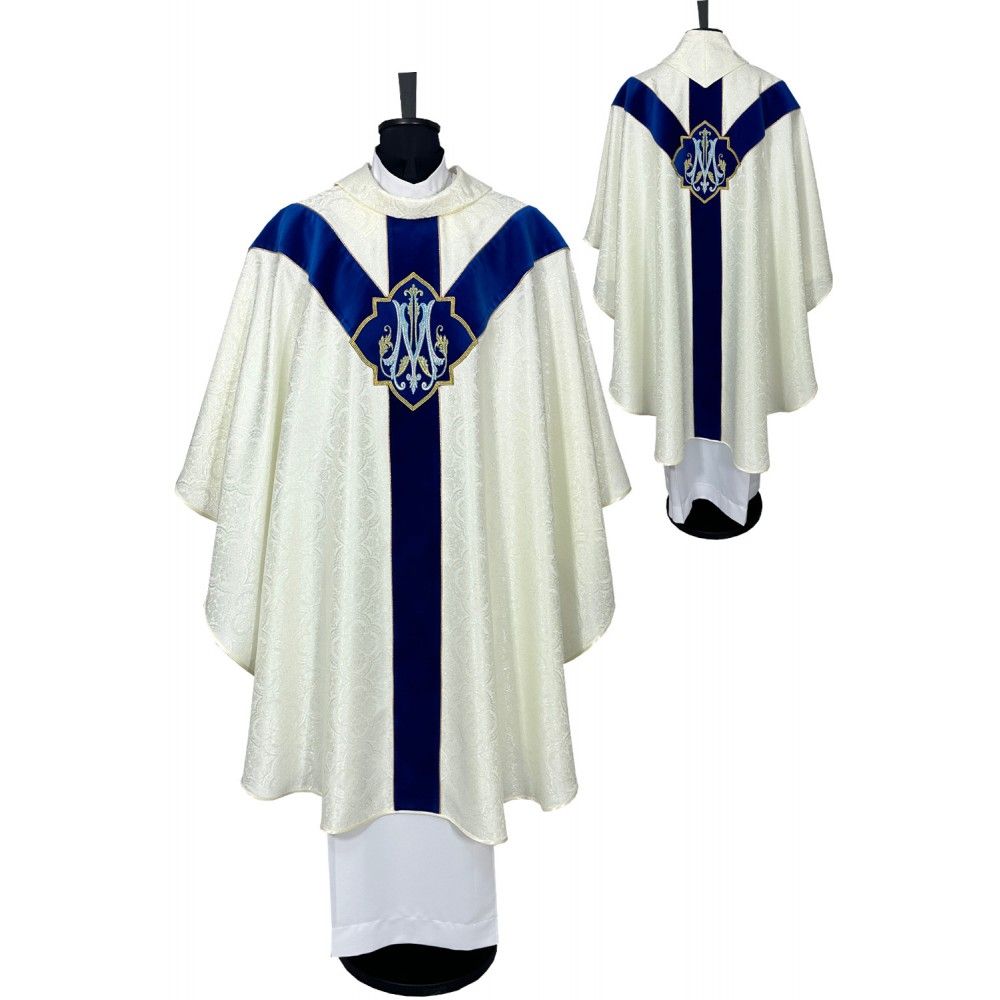 Ornat semi gotycki + stuła, maryjny, aksamitny pas (88K)