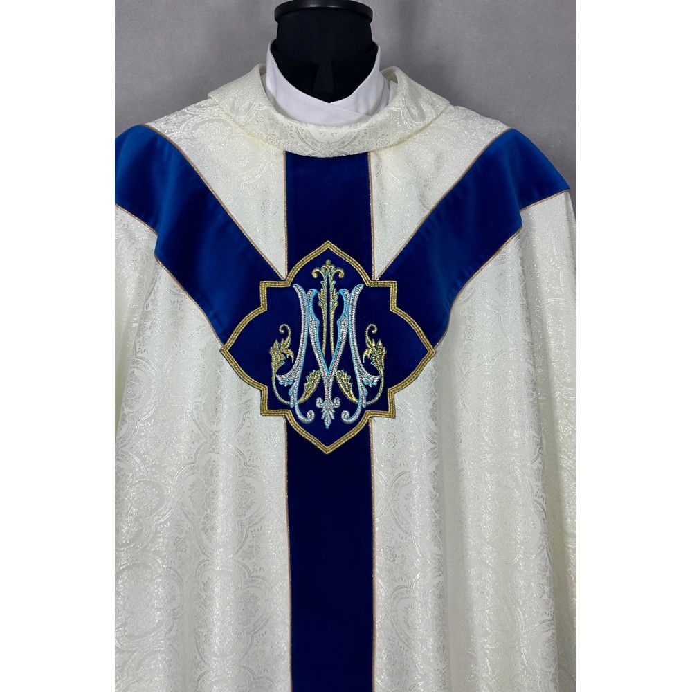 Ornat semi gotycki + stuła, maryjny, aksamitny pas (88K) - zdjęcie 2 - Ornat semi gotycki + stuła, maryjny, aksamitny pas (88K)