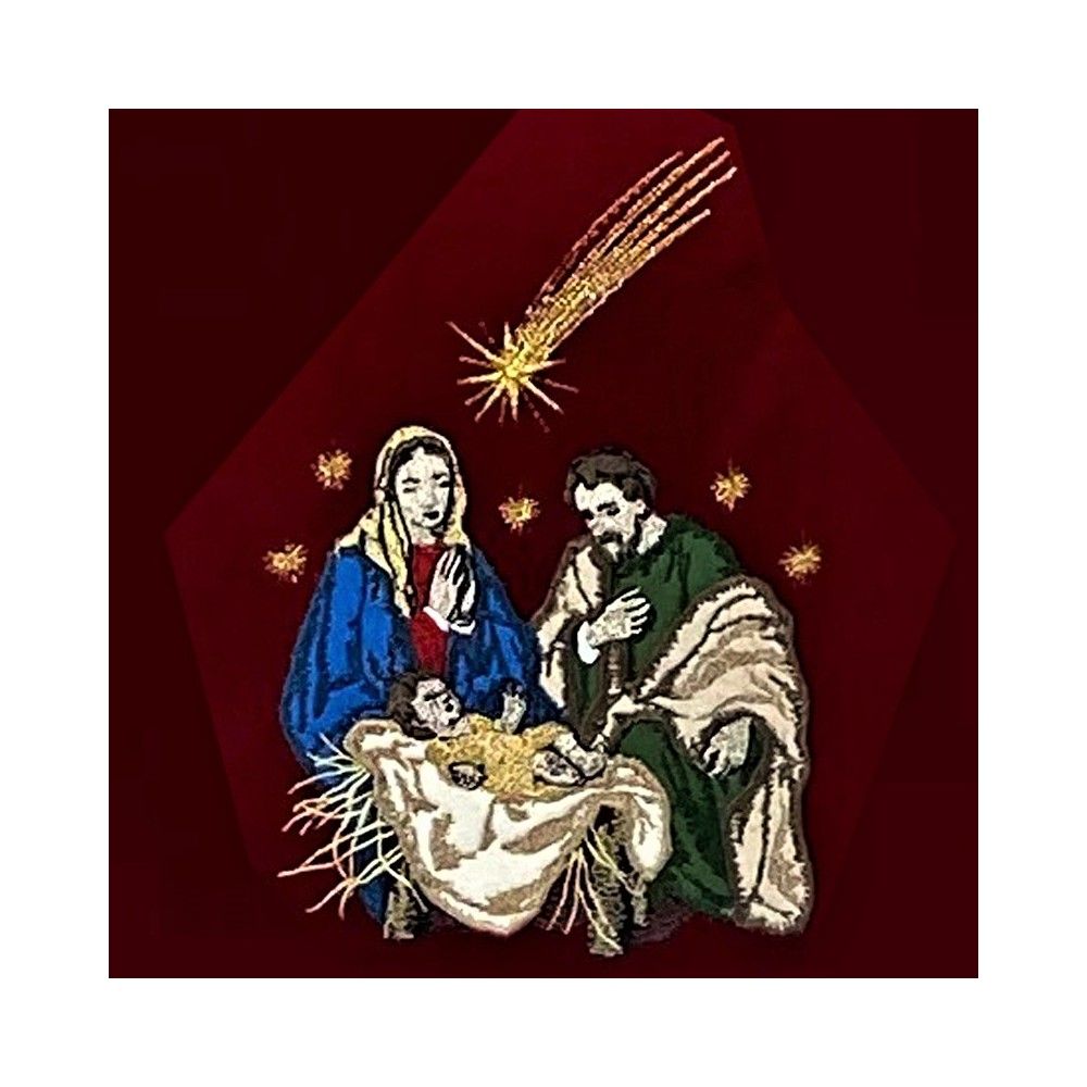 Ornat semi gotycki + stuła, aplikacja Św. Rodzina, aksamitny pas (90K) - zdjęcie 3 - Ornat semi gotycki + stuła, aplikacja Św. Rodzina, aksamitny pas (90K)