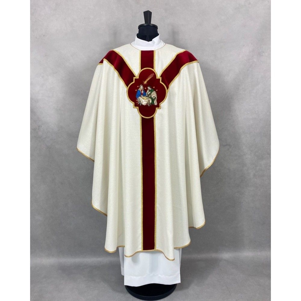 Ornat semi gotycki + stuła, aplikacja Św. Rodzina, aksamitny pas (90K) - zdjęcie 4 - Ornat semi gotycki + stuła, aplikacja Św. Rodzina, aksamitny pas (90K)