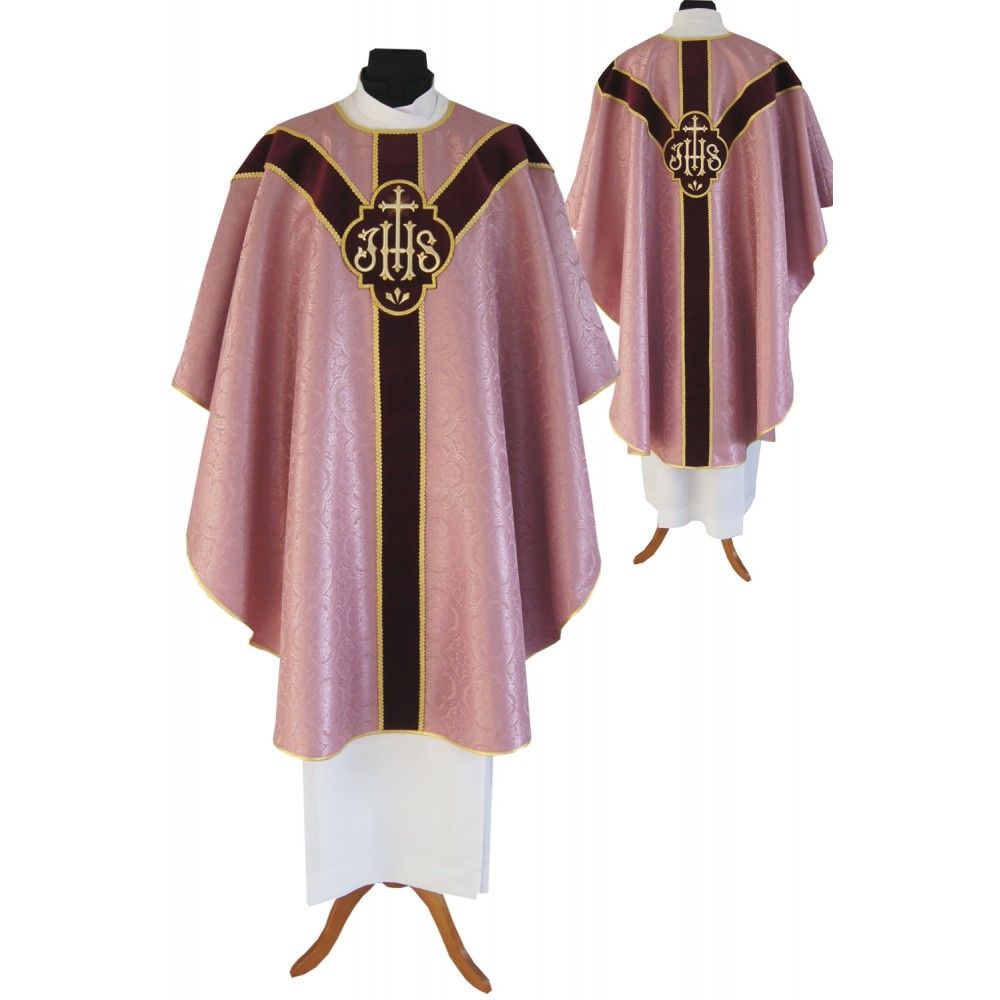 Ornat semi gotycki, kolor rose, pasy aksamit (91K)