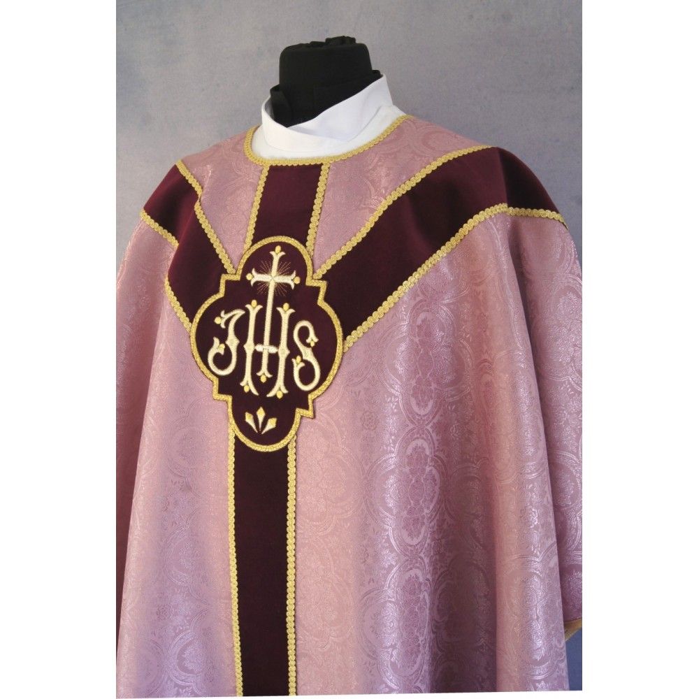 Ornat semi gotycki, kolor rose, pasy aksamit (91K) - zdjęcie 3 - Ornat semi gotycki, kolor rose, pasy aksamit (91K)
