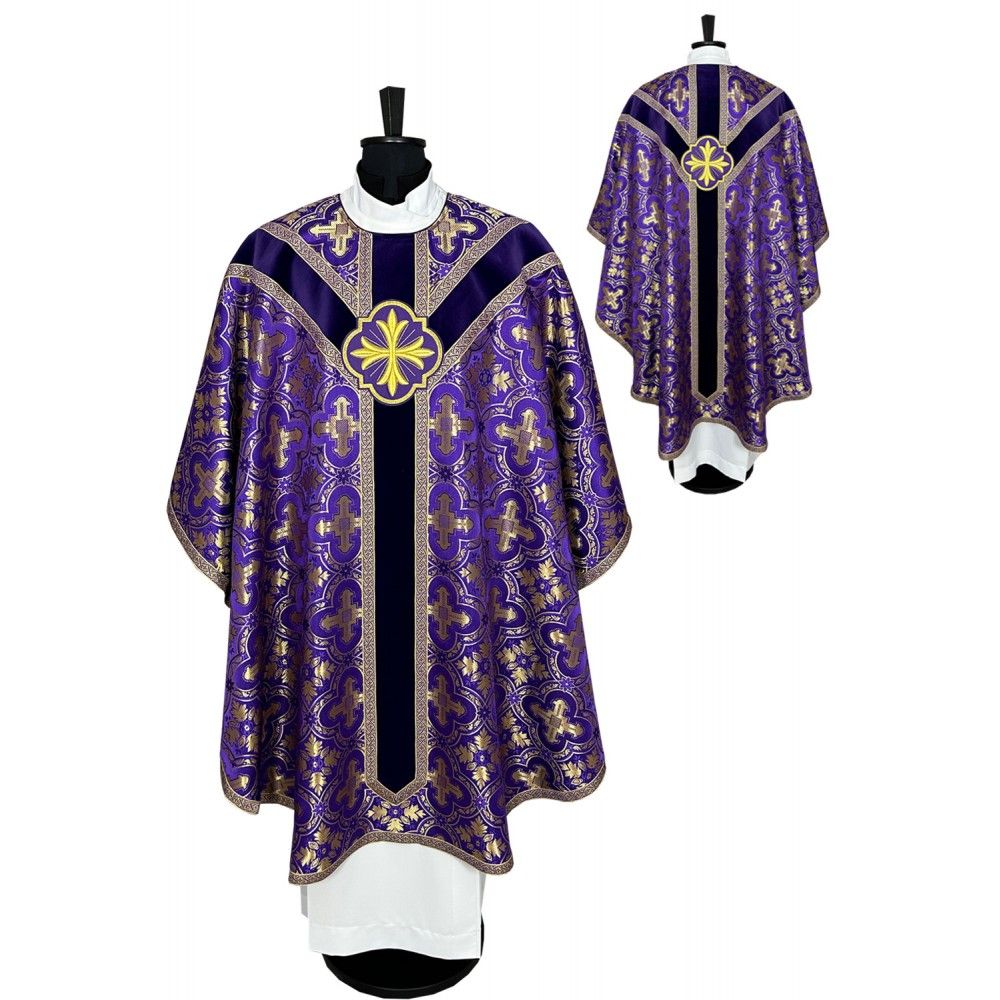 Ornat semi gotycki fioletowy, tkanina żakard (112K)