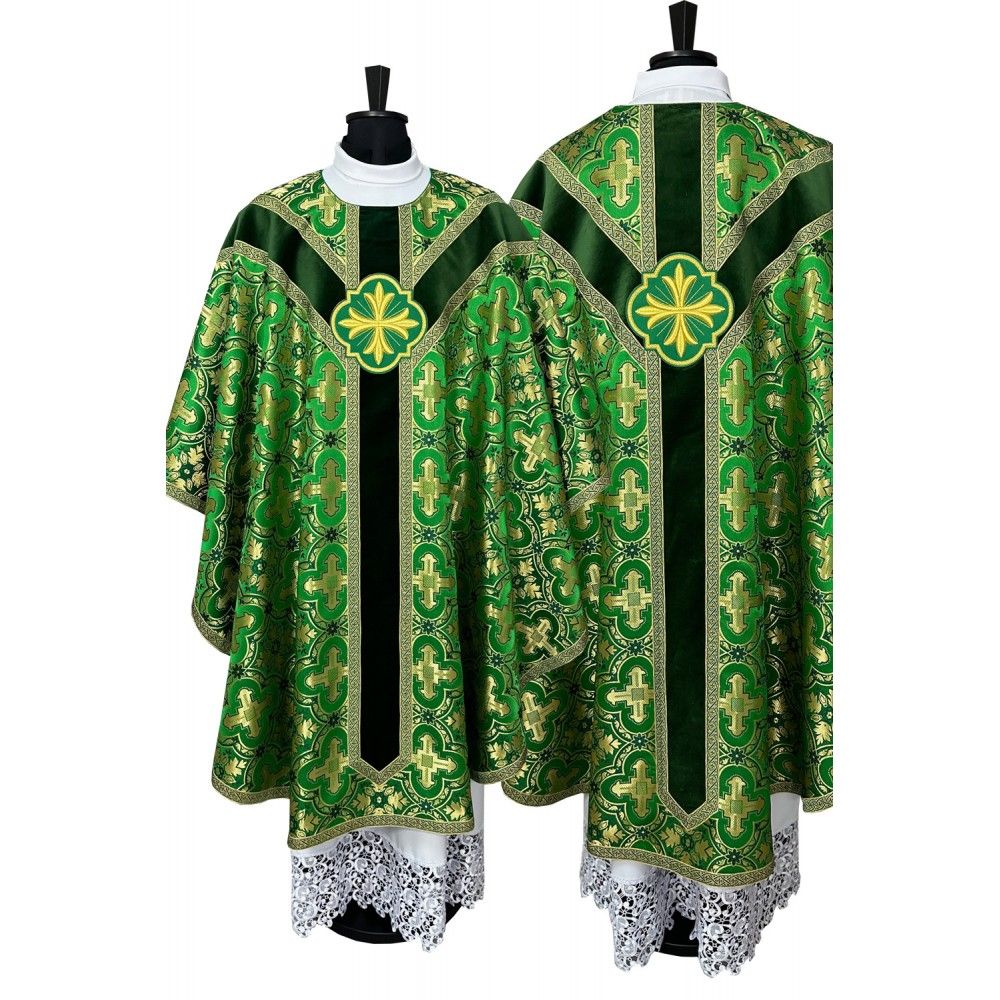 Ornat semi gotycki zielony, tkanina żakard (113K)