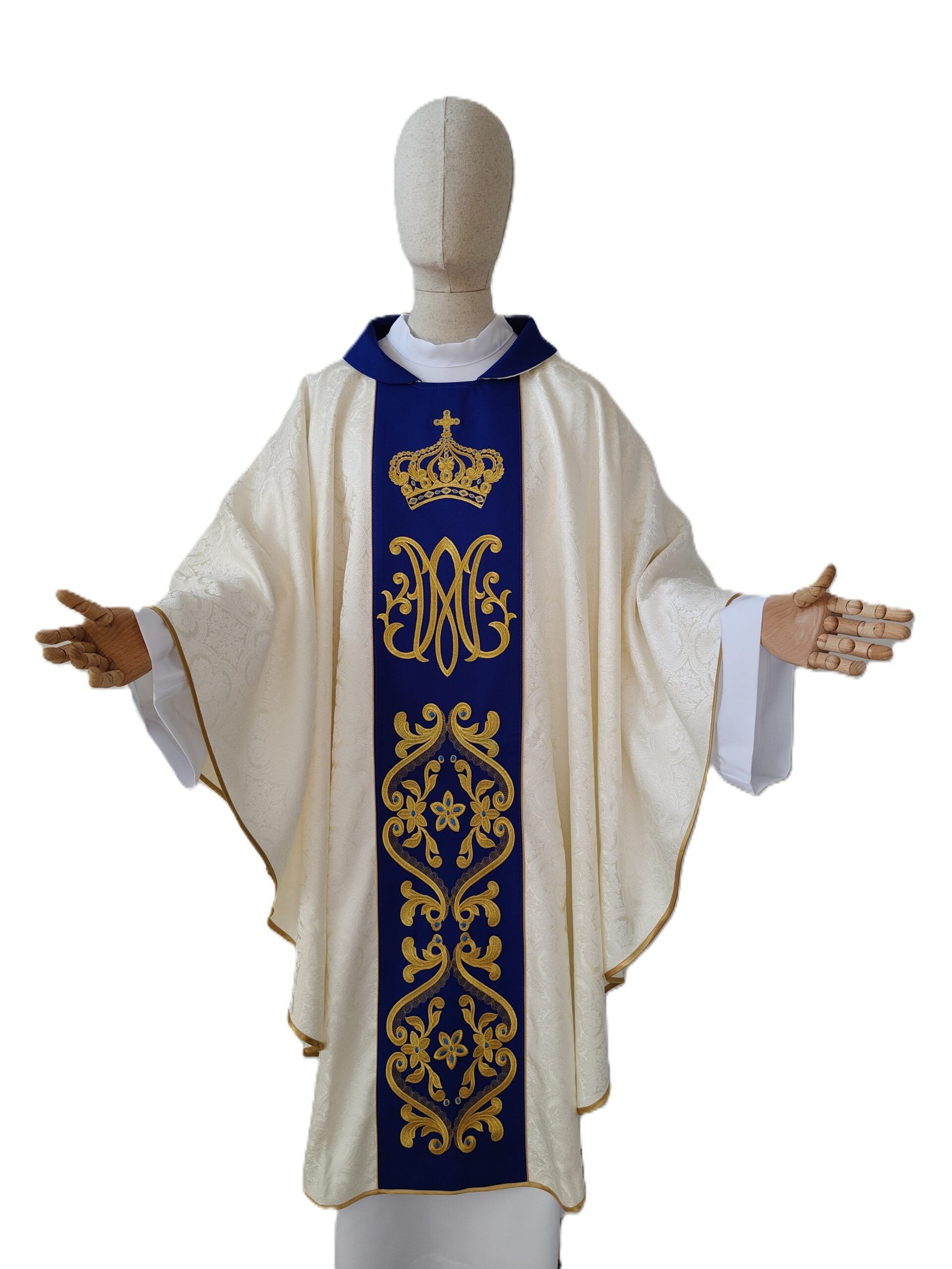 Ornat maryjny z haftowanym pasem, materiał rozeta (72)