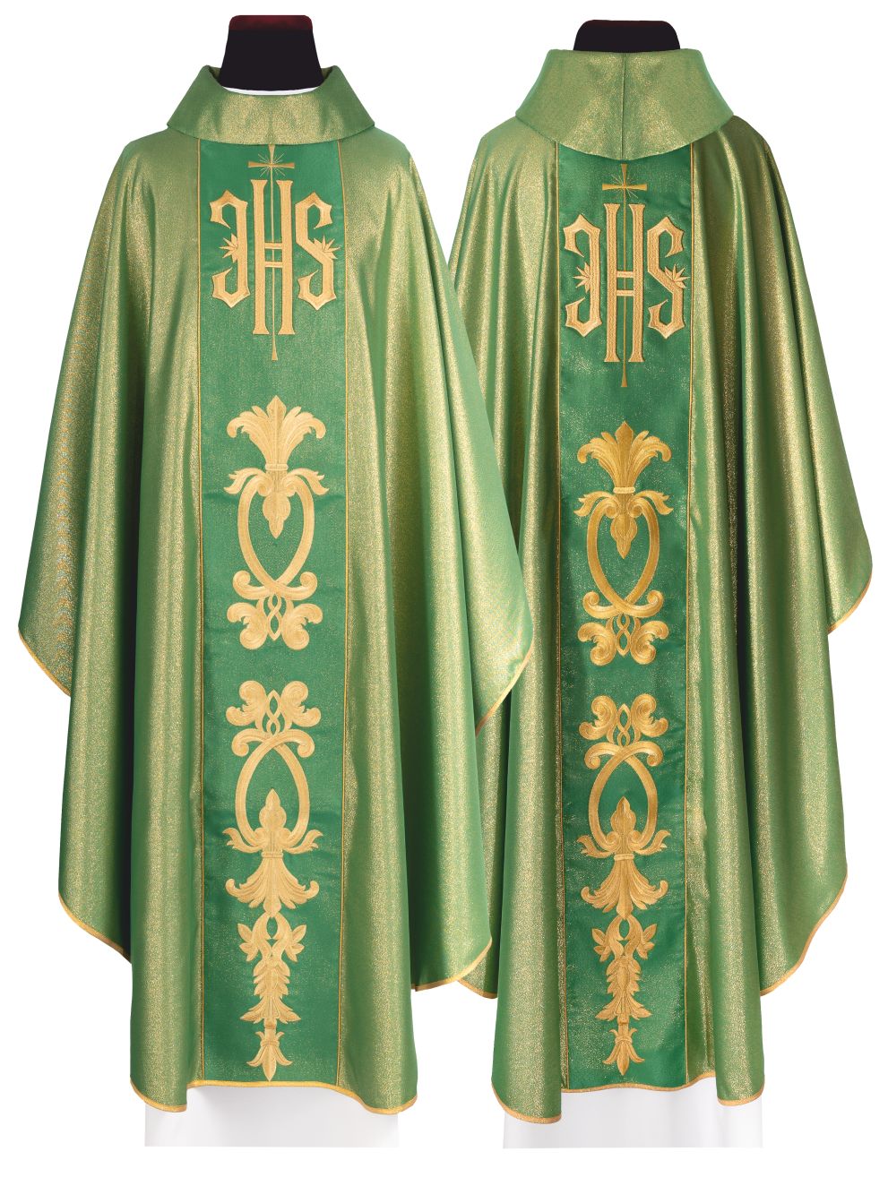 Ornat haftowany IHS zielony + stuła (136H)