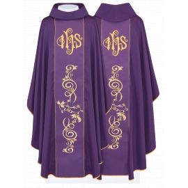 Ornat haftowany IHS + stuła - kolory liturgiczne (140H) - Ornaty zielone