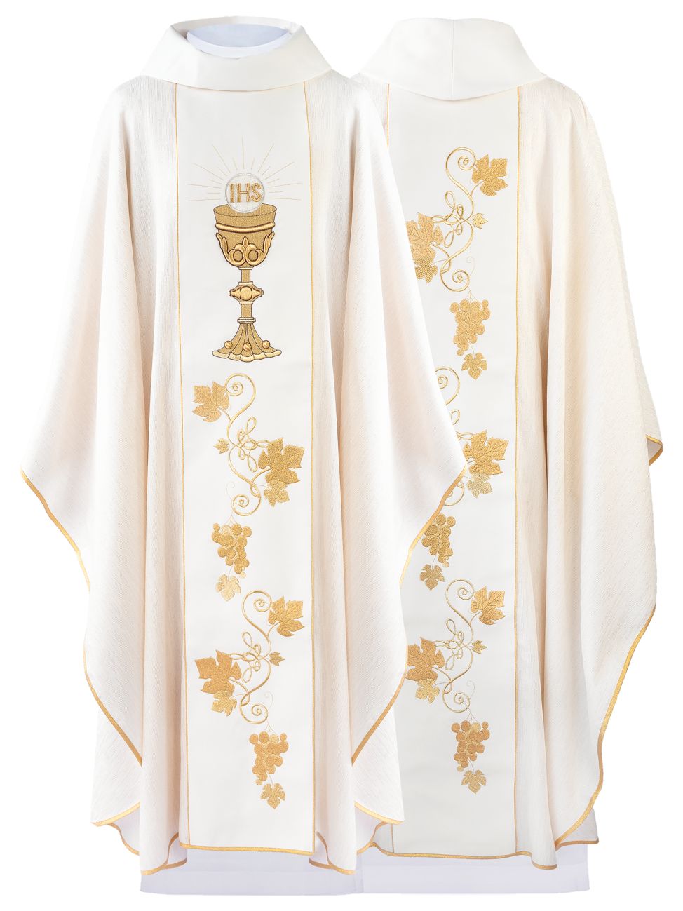 Ornat haftowany Kielich z Hostią + stuła - ecru (142H)