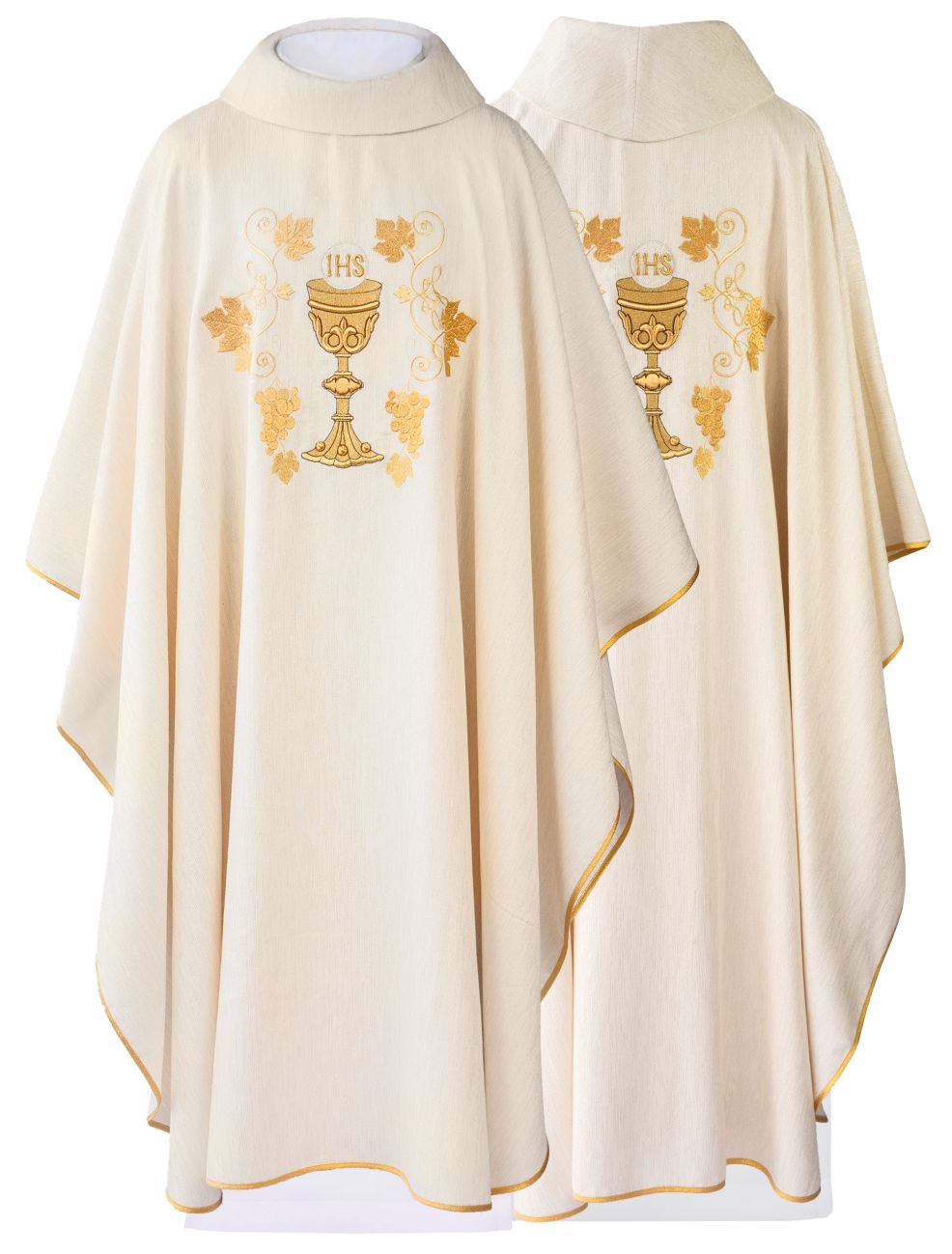 Ornat haftowany Kielich z Hostią + stuła - ecru (143H)