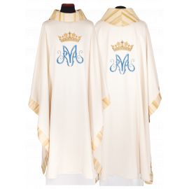 Ornat maryjny haftowany ecru + stuła (151H) - Ornaty Maryjne