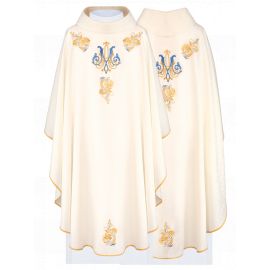 Ornat maryjny haftowany ecru + stuła (152H) - Ornaty Maryjne