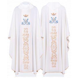 Ornat maryjny haftowany ecru + stuła (153H) - Ornaty Maryjne