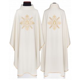 Ornat haftowany Alfa i Omega, ecru + stuła (156H) - ORNATY WIELKANOCNE