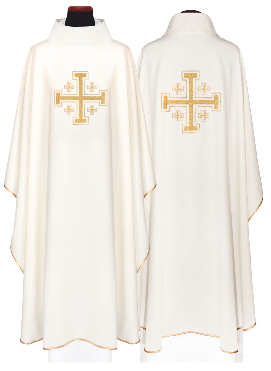 Ornat haftowany Krzyż Jerozolimski, ecru + stuła (165H)