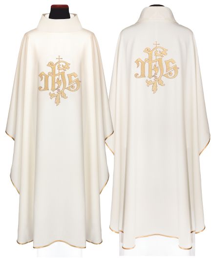 Ornat haftowany IHS, ecru + stuła (171H)