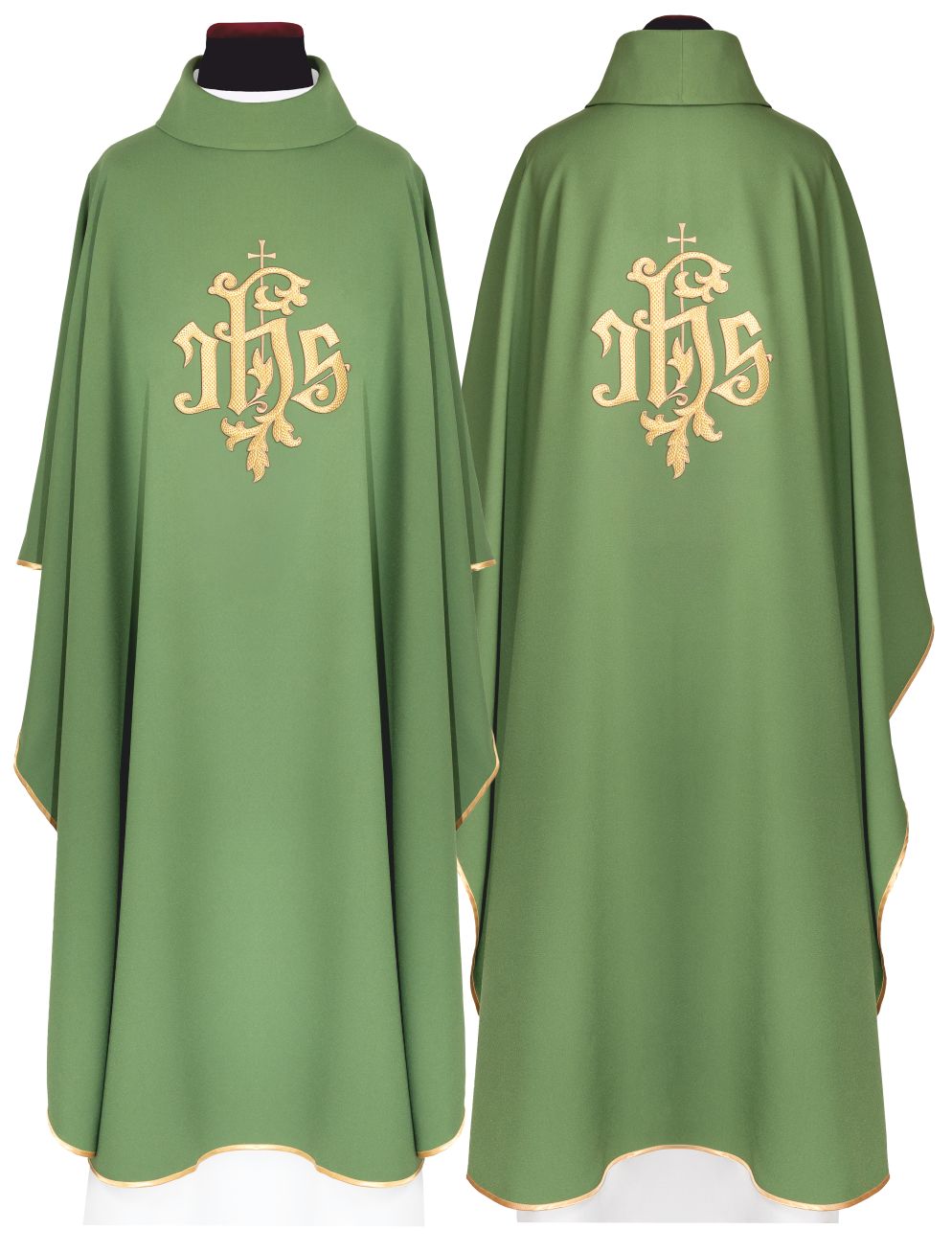 Ornat haftowany IHS, zielony + stuła (172H)