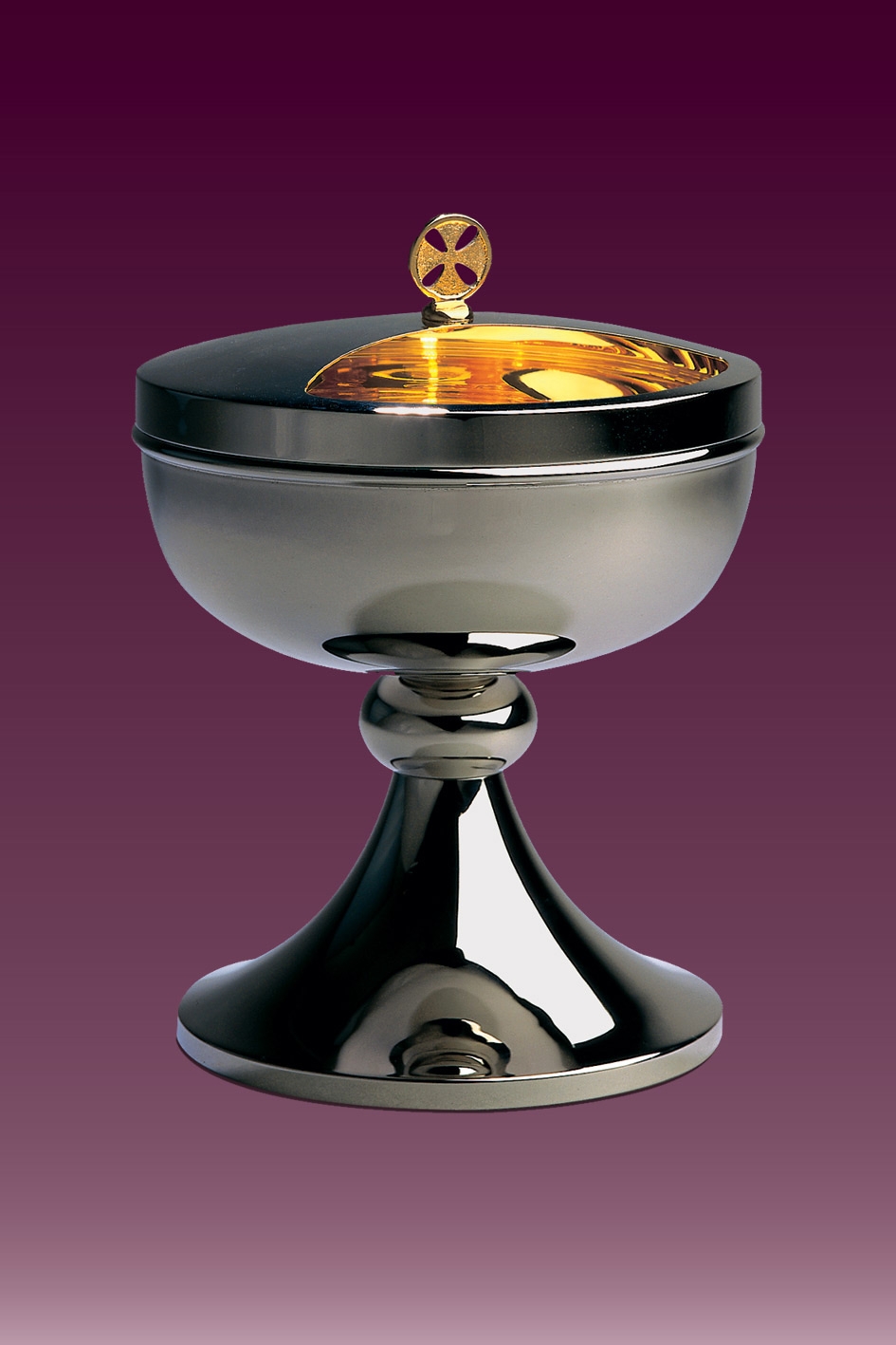 Puszka polowa na komunikanty srebrna, 24 cm