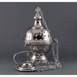 Trybularz mosiężny niklowany wys. 22 cm