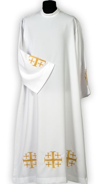 Alba kapłańska haftowana, krzyże jerozolimskie (14)