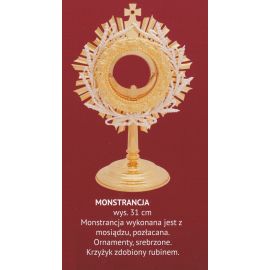Monstrancja pozłacana wys. 31 cm (22) - zdjęcie 2 - Monstrancja pozłacana wys. 31 cm (22)