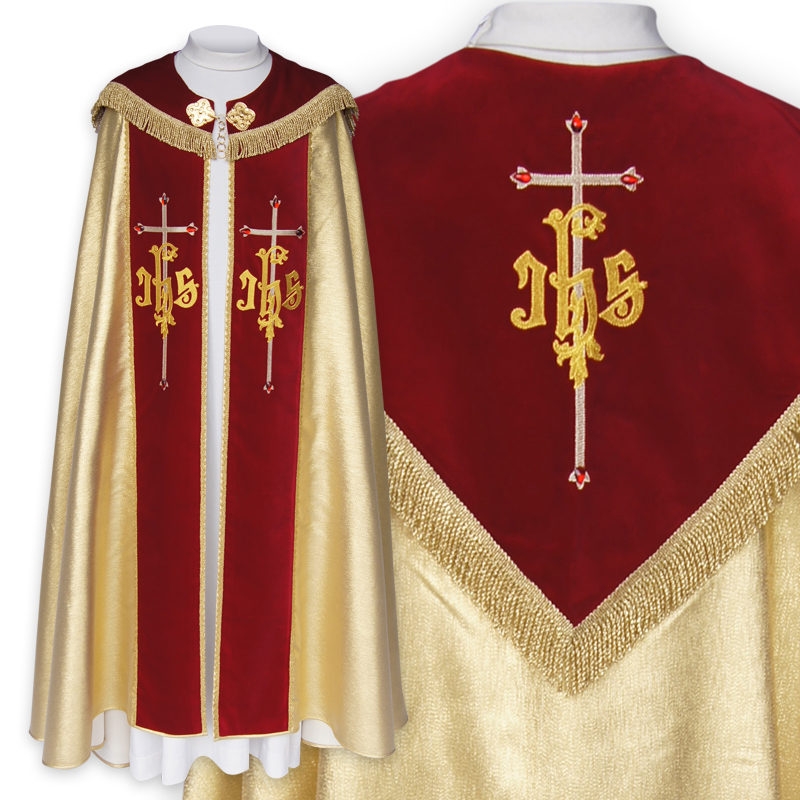 Kapa haftowana IHS (11b) - KAPY LITURGICZNE