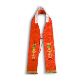 Stuła kapłańska haftowana - czerwona (11)