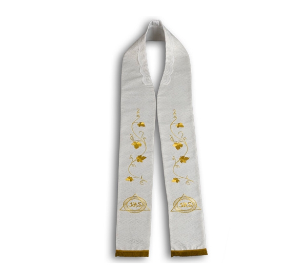 Stuła kapłańska IHS - kremowa