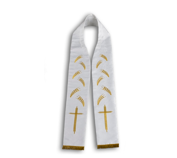 Stuła kapłańska krzyż i kłosy - haftowana (22)