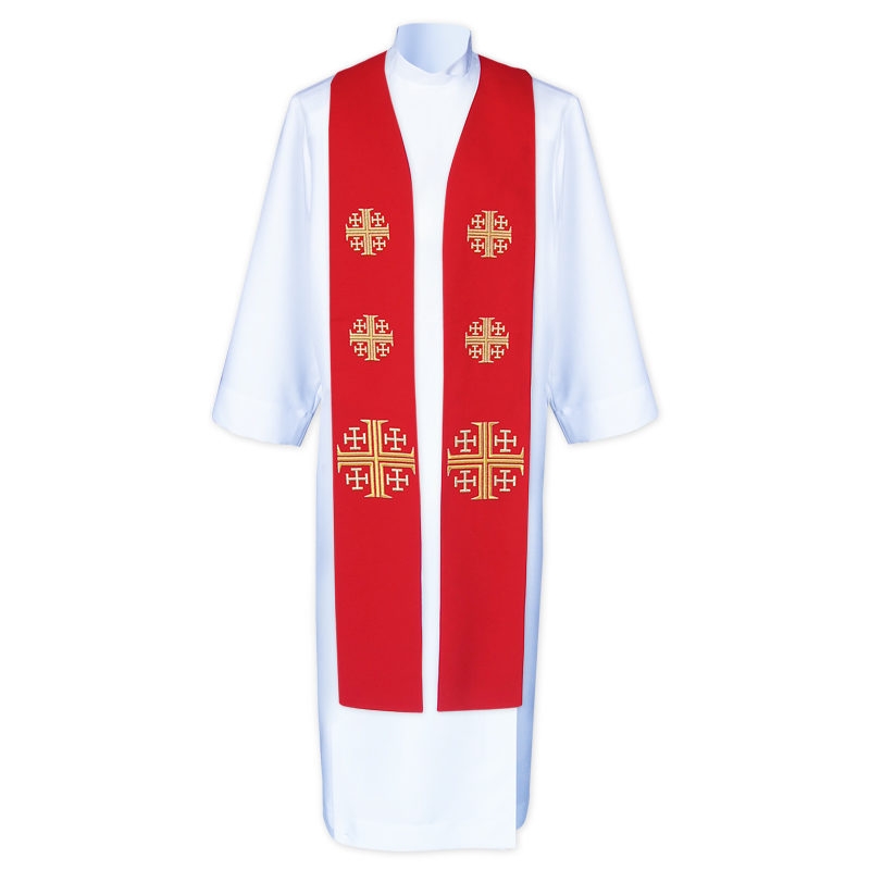 Stuła kapłańska do koncelebry - Krzyże Jerozolimskie (8) - zdjęcie 4 - Stuła kapłańska do koncelebry - Krzyże Jerozolimskie (8)