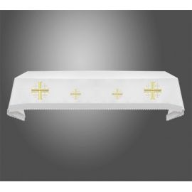 Obrus ołtarzowy haftowany - Krzyże Jerozolimskie - zdjęcie 1 - Obrus ołtarzowy haftowany - Krzyże Jerozolimskie