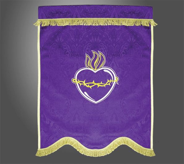 Chorągiew pogrzebowa Serce w koronie - 1 stronna