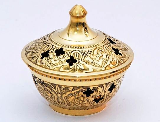 Kadzielniczka domowa, mosiężna z pokrywką - 7 cm - zdjęcie 2 - Kadzielniczka domowa, mosiężna z pokrywką - 7 cm