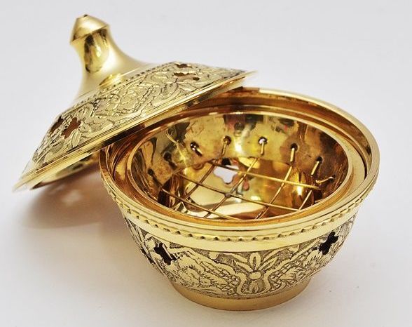 Kadzielniczka domowa, mosiężna z pokrywką - 7 cm - zdjęcie 3 - Kadzielniczka domowa, mosiężna z pokrywką - 7 cm