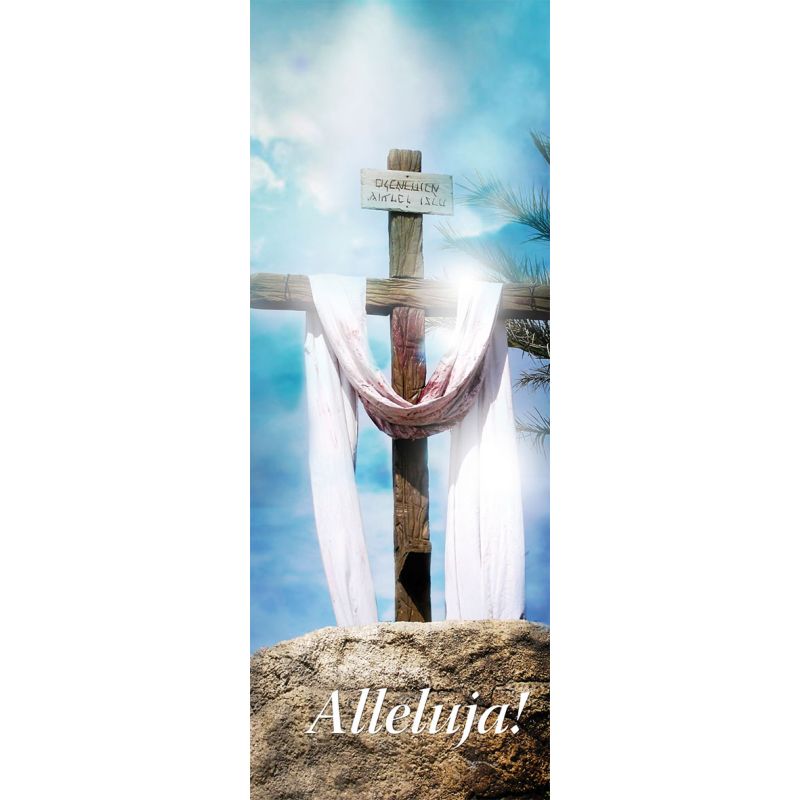 Baner na Wielkanoc "Alleluja!" - niebieski z krzyżem (17) - Baner na Wielkanoc "Alleluja!" - niebieski z krzyżem (17)