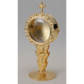Altar candlestick made of brass, decorated, polished - 33 cm