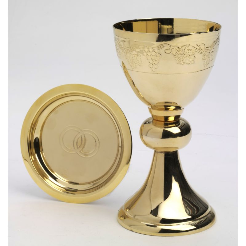 Kielich  z grawerem winogron + patena - 19 cm - Kielich  z grawerem winogron + patena - 19 cm