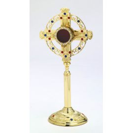 Relikwiarz z kamieniami szlachetnymi, pozłacany - 26 cm