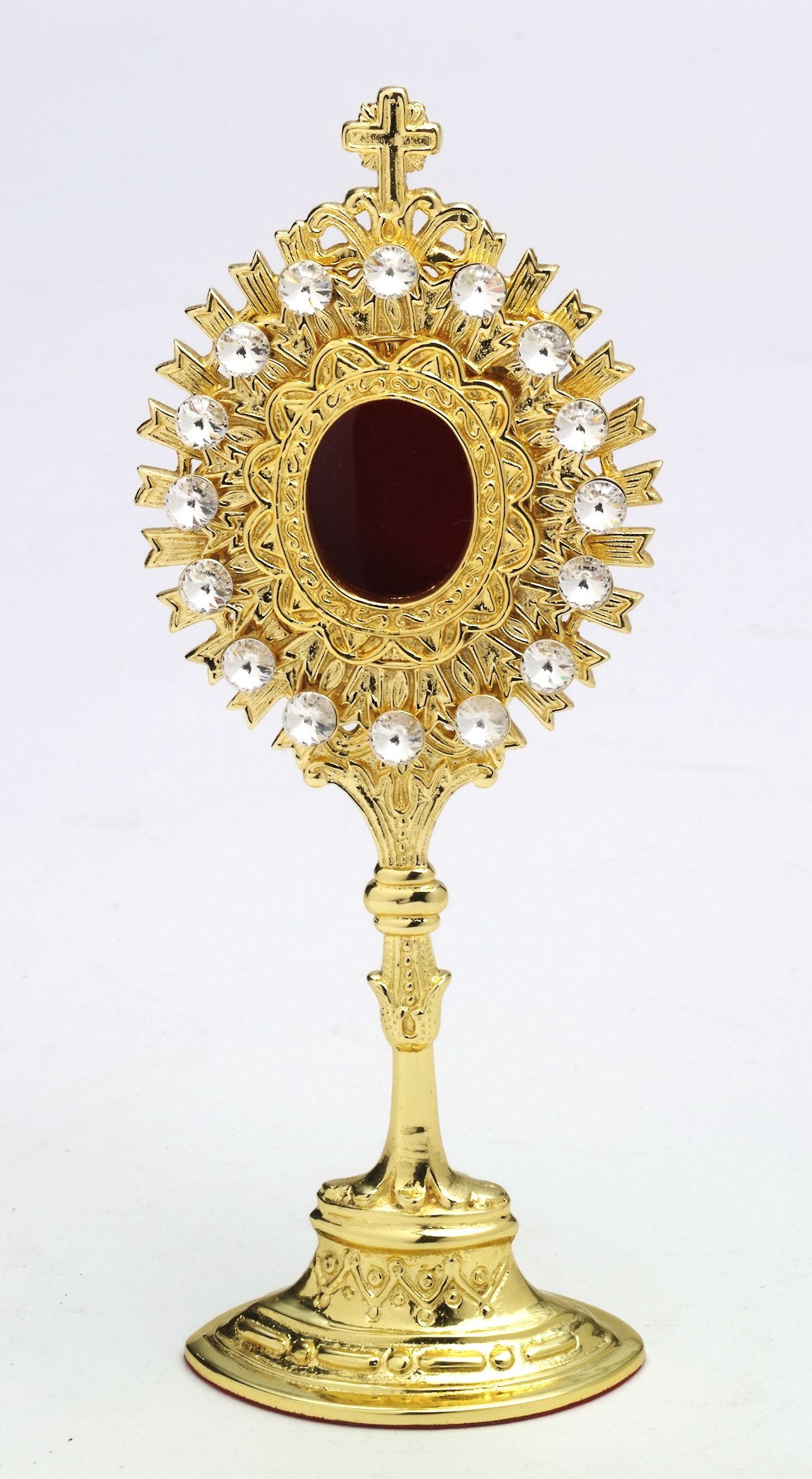 Relikwiarz z kamieniami szlachetnymi, pozłacany - 20 cm (1)