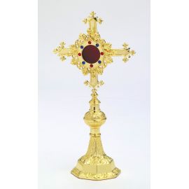 Relikwiarz z kamieniami szlachetnymi, pozłacany - 27 cm