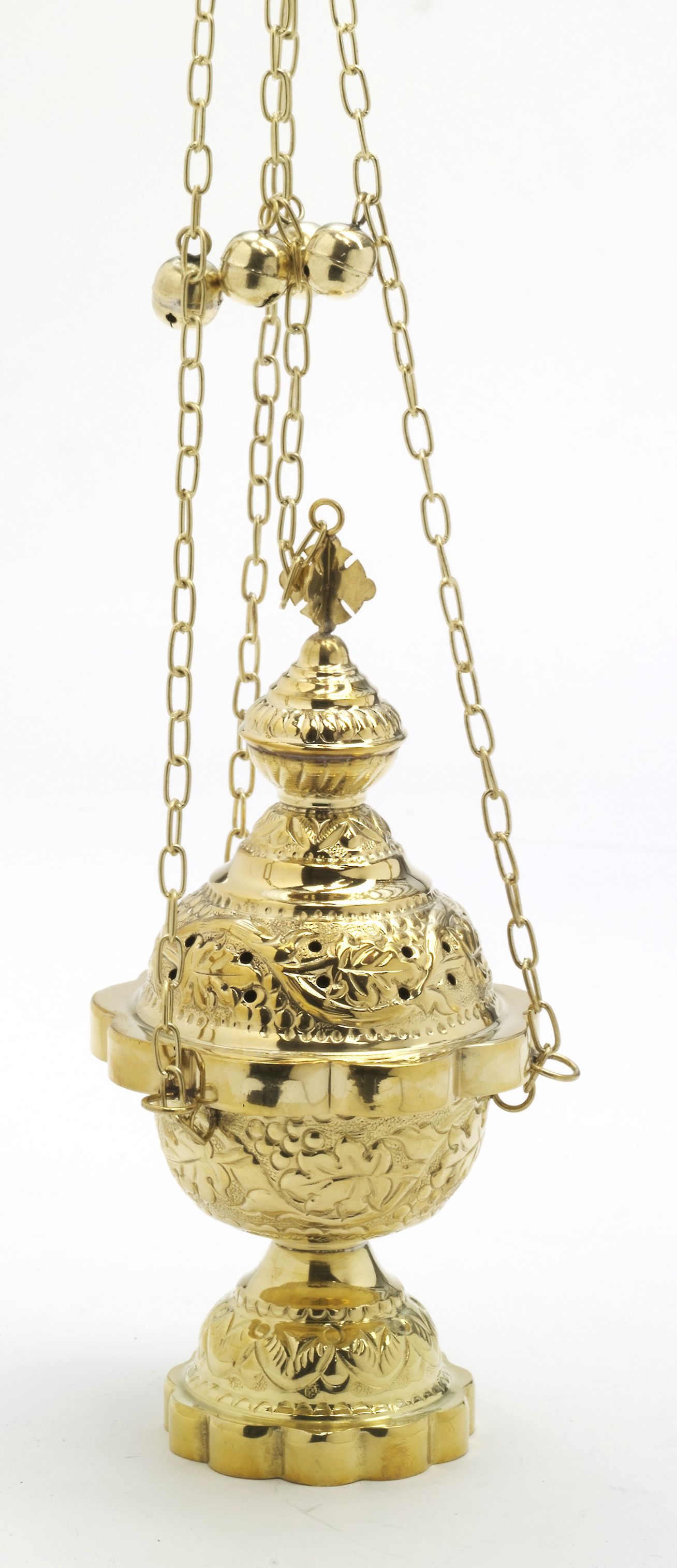 Trybularz mosiężny, zdobiony - 25 cm.