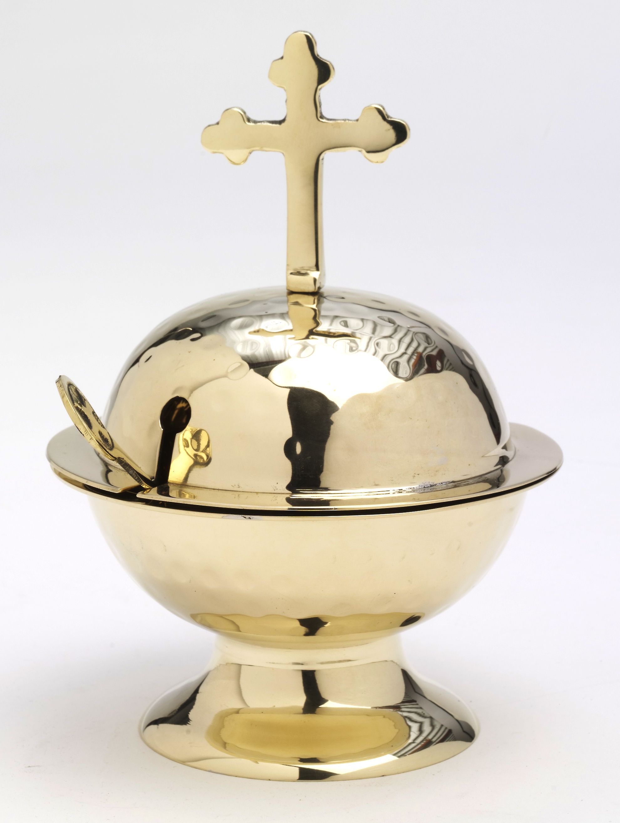 Łódka z krzyżykiem + łyżeczka - 2 modele (mosiądz, nikiel)