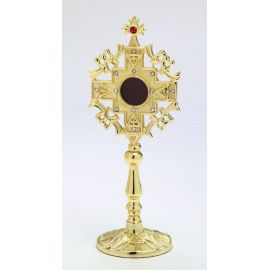 Relikwiarz z kamieniami szlachetnymi, pozłacany - 24 cm - zdjęcie 1 - Relikwiarz z kamieniami szlachetnymi, pozłacany - 24 cm