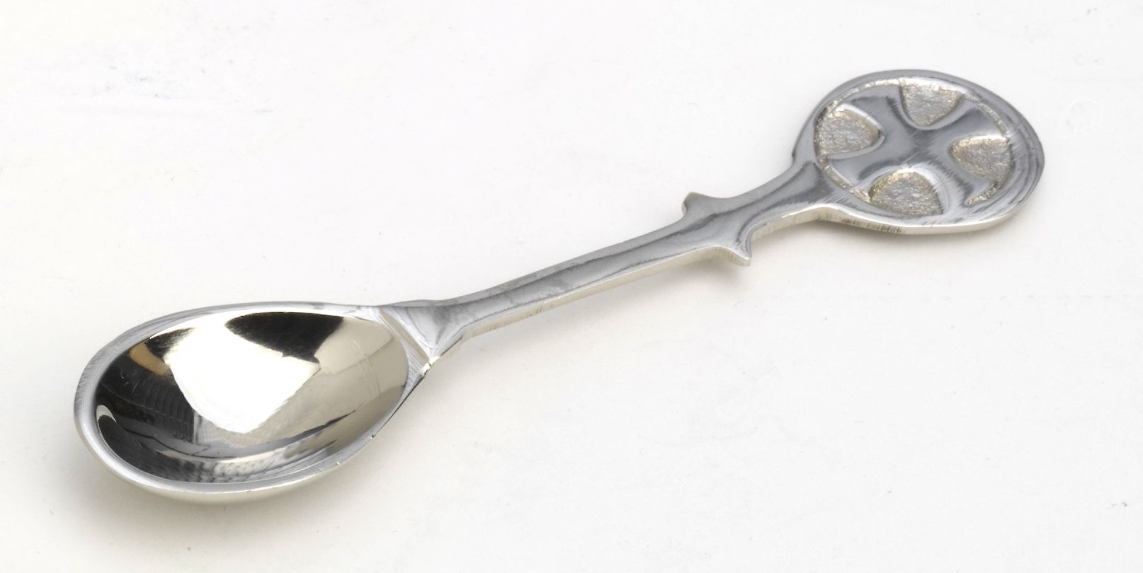 Łódka + łyżeczka mosiężna niklowana wys. 13 cm - zdjęcie 2 - Łódka mosiężna niklowana wys. 13 cm